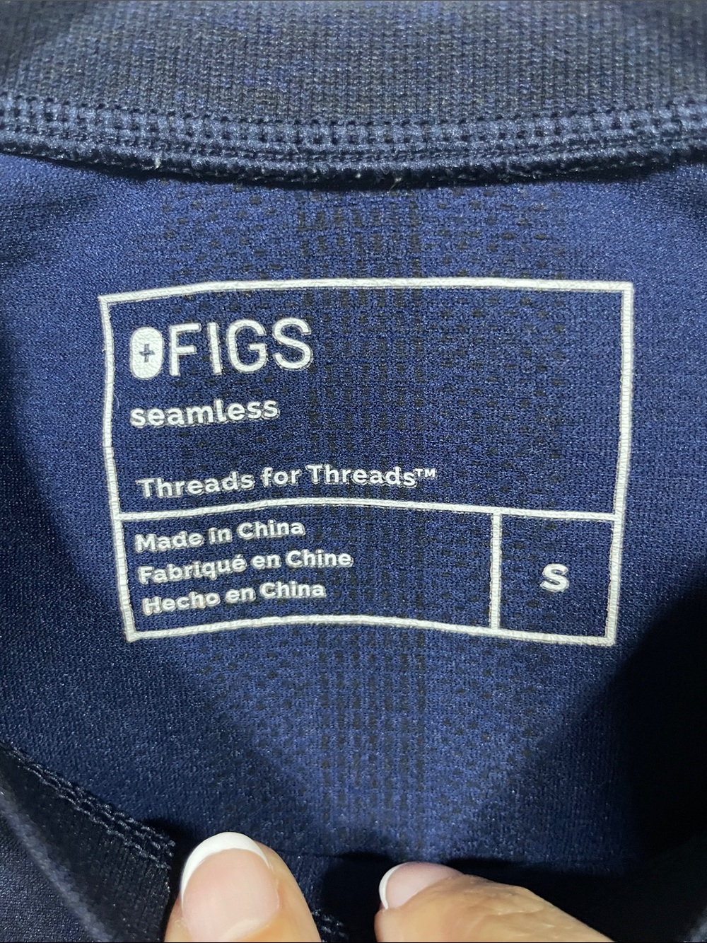Figs Navy Long-Sleeve Performance Top - Picture 2 of 3